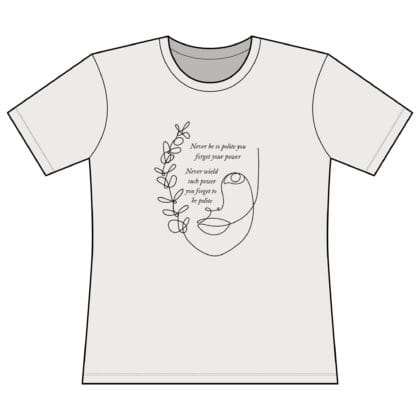 Women's Inspirational Line Art Tee — "Never be so polite you forget your power" - Image 1