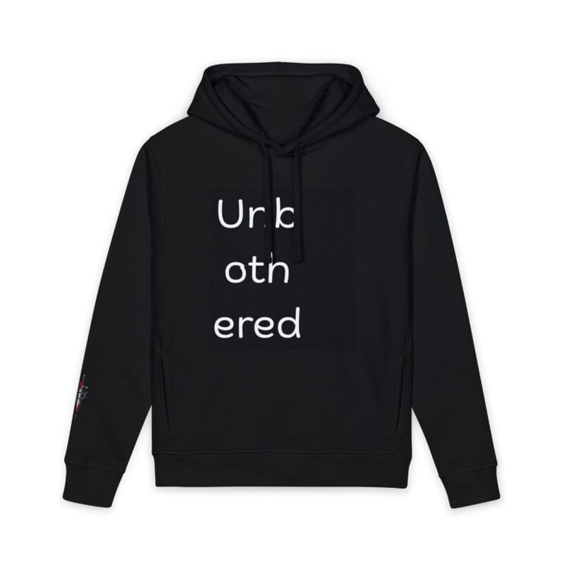 Sounder Hoodie — Vertical "Unbothered" Minimalist Black Hoodie