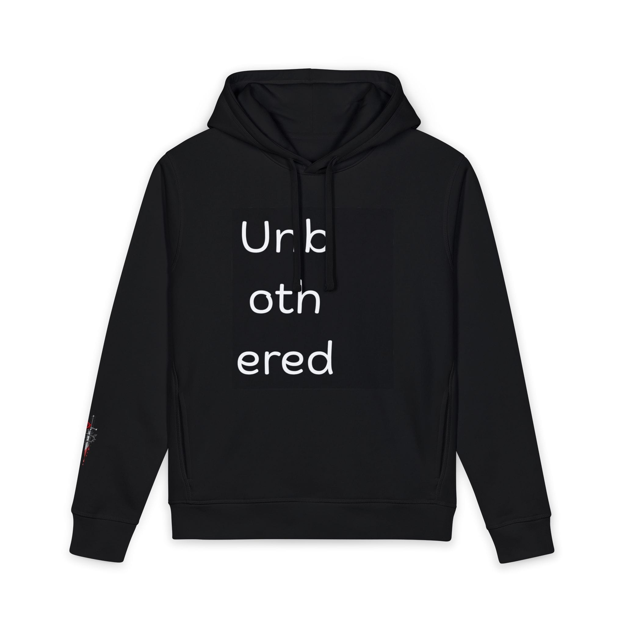 Sounder Hoodie — Vertical "Unbothered" Minimalist Black Hoodie - Image 1