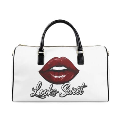 Faux Leather "LOOKS SWEET, BITES HARD" Travel Bag - Image 1