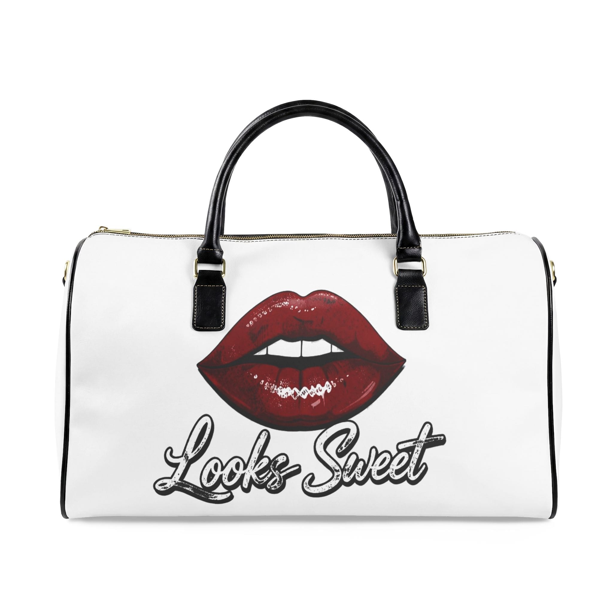 Faux Leather "LOOKS SWEET, BITES HARD" Travel Bag - Image 1