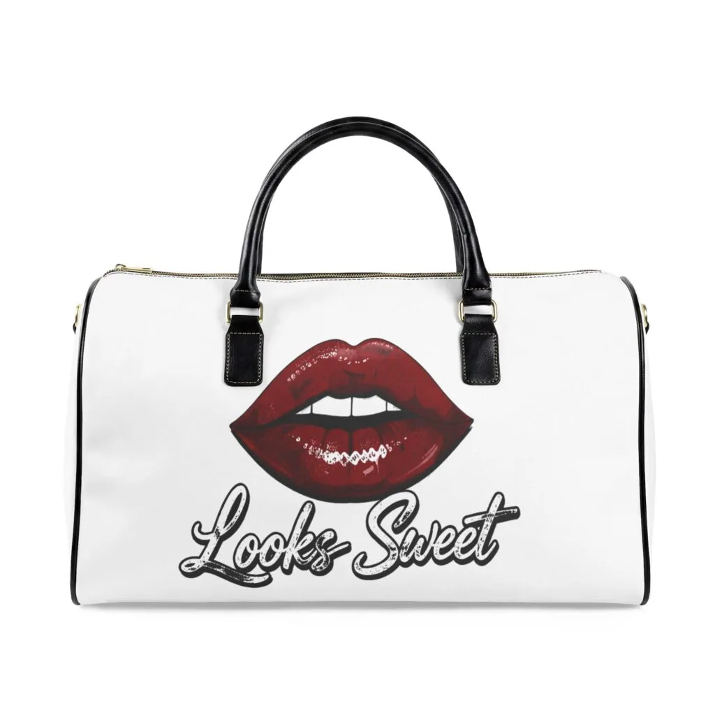Faux Leather "LOOKS SWEET, BITES HARD" Travel Bag