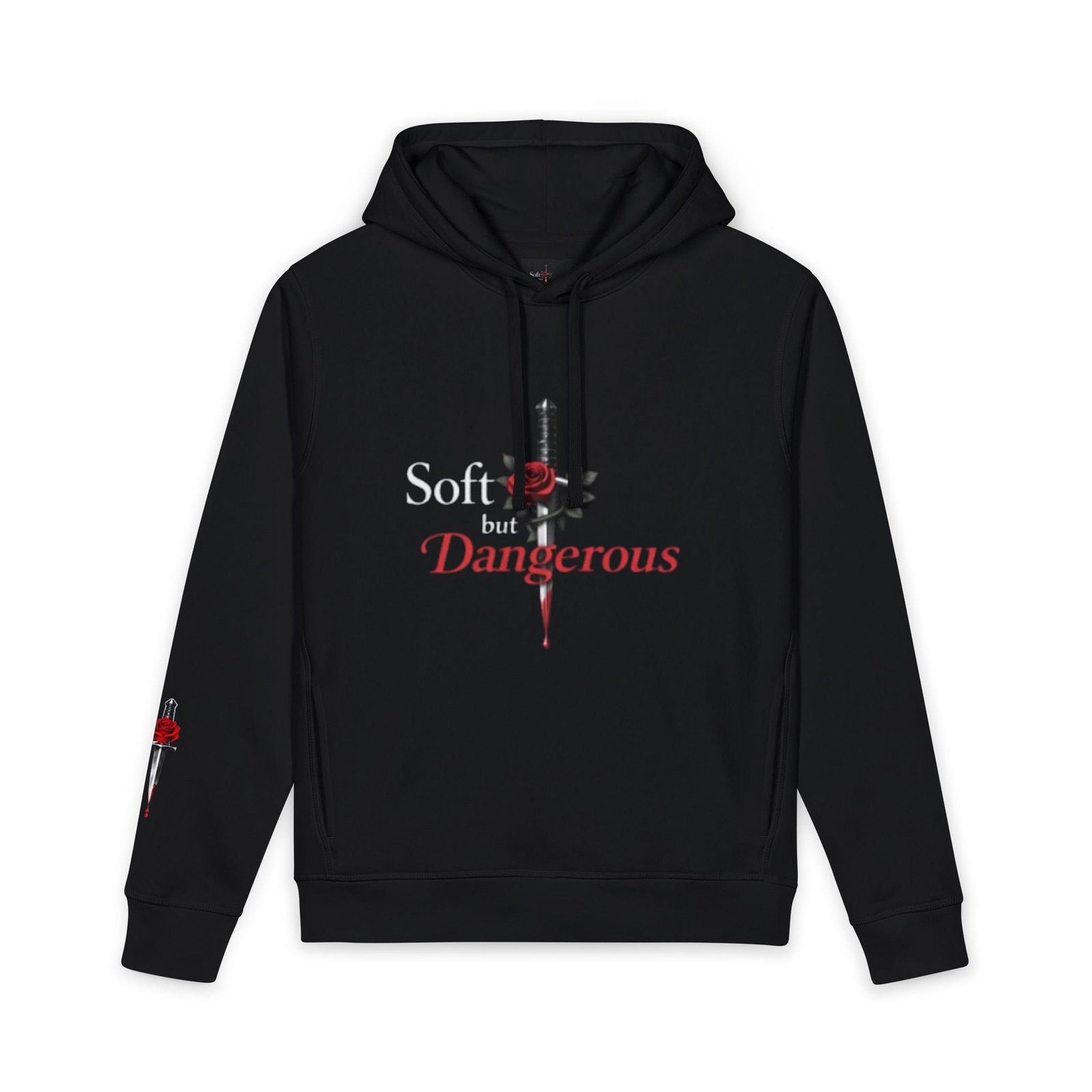 Hoodie - "Soft but Dangerous" Rose Dagger Graphic Hoodie - Image 1