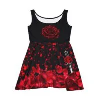 Gothic Red Rose "Beautifully Dark" Skater Dress
