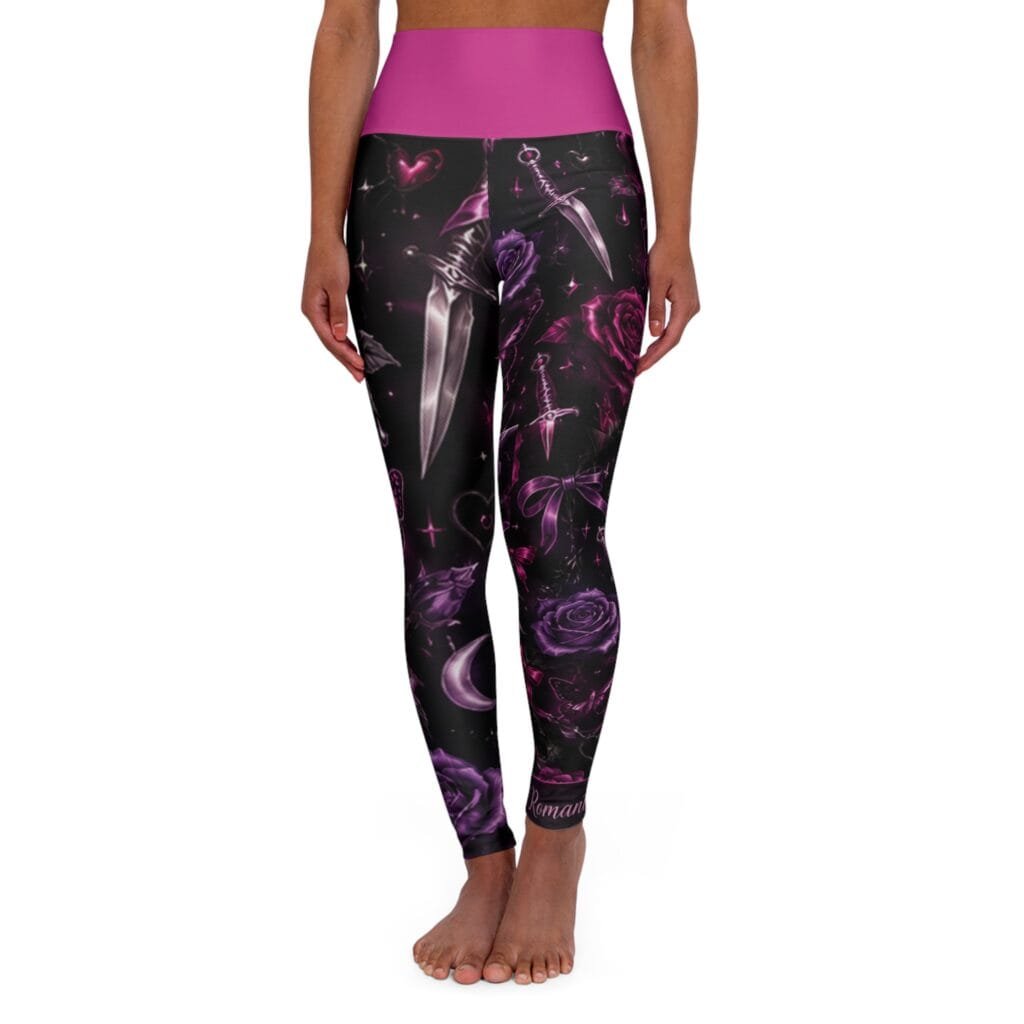 Yoga Leggings — 'Soft but Dangerous' Gothic Rose High-Waist Leggings