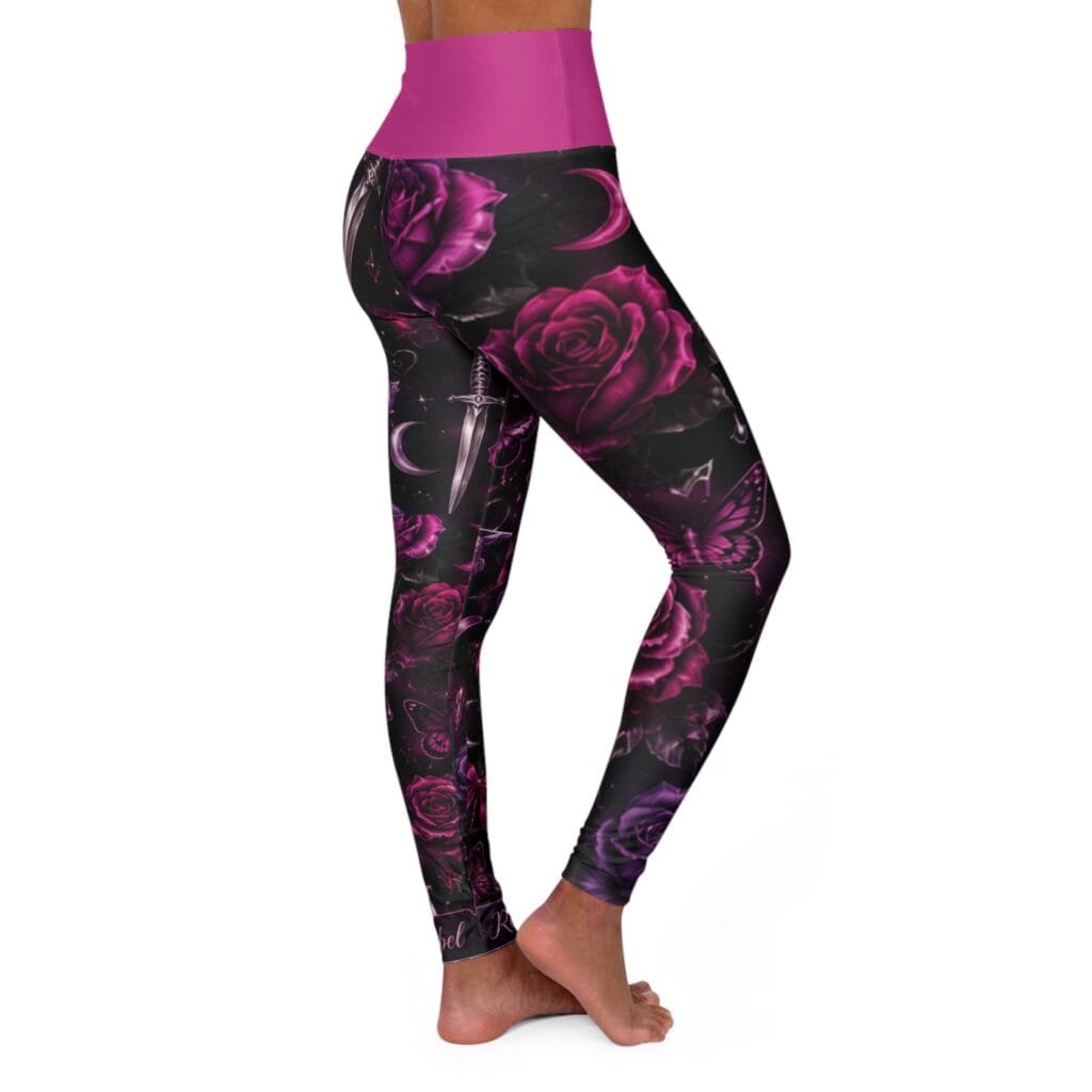 Yoga Leggings — 'Soft but Dangerous' Gothic Rose High-Waist Leggings