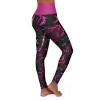 Yoga Leggings — 'Soft but Dangerous' Gothic Rose High-Waist Leggings - Image 4