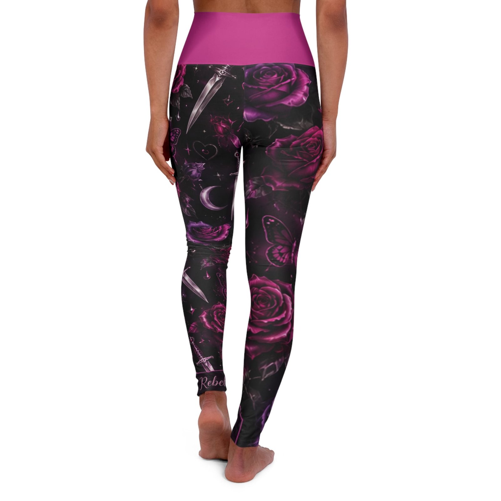 Yoga Leggings — 'Soft but Dangerous' Gothic Rose High-Waist Leggings - Image 2